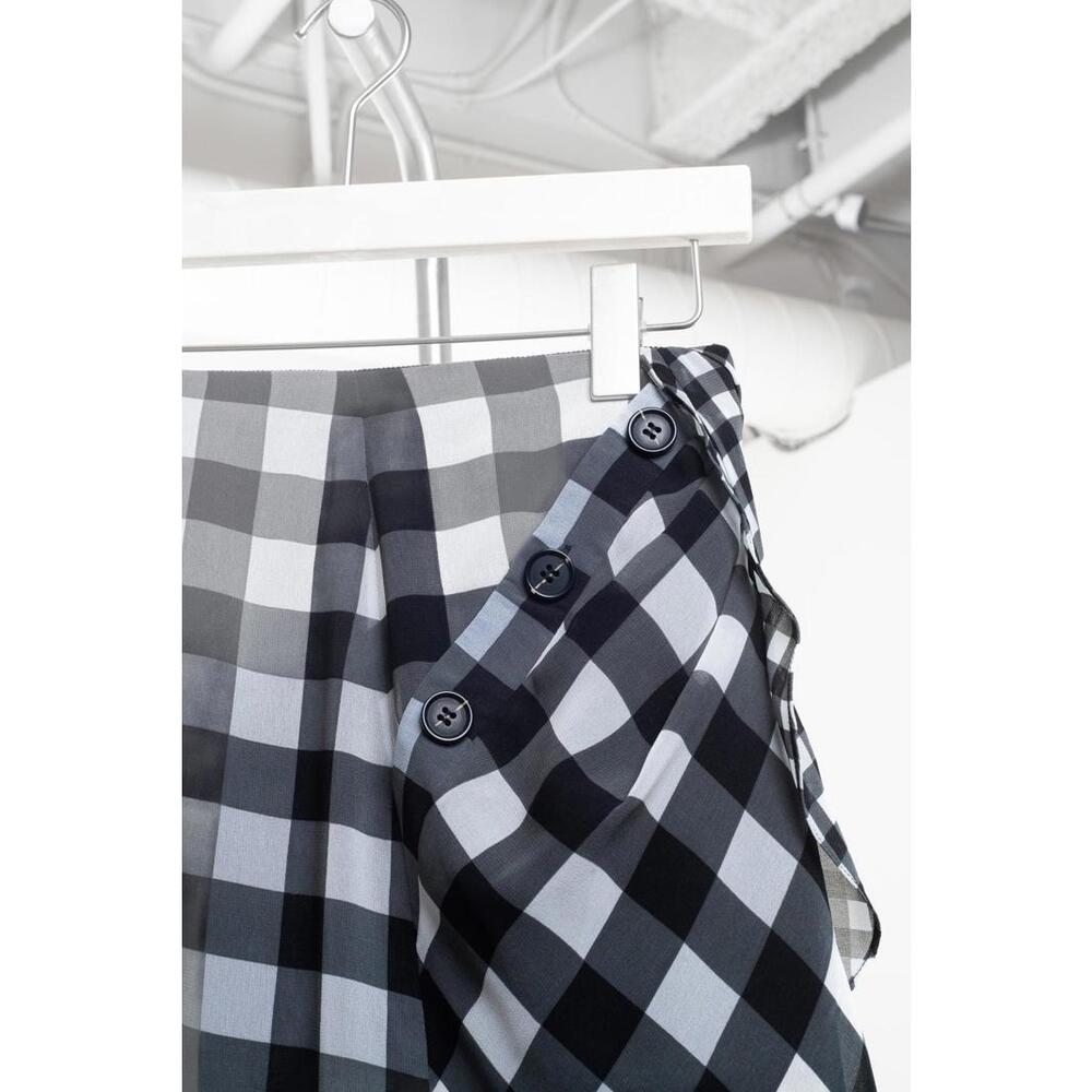 Self-Portrait Asymmetric Draped Gingham Midi Skirt - Picture 3 of 5